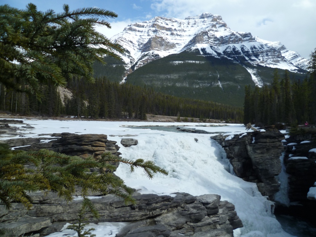 still frozen athabasca falls
